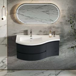❤️‍🔥 89 Cm (35") Curved Individual Floating Bathroom Vanity Furniture With Sink And Storage.$349