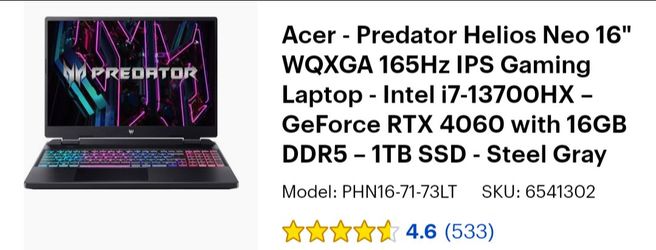 Acer Predator Helios Neo 16 Laptop
