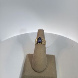14K Yellow Gold Tanzanite Floral Ring 