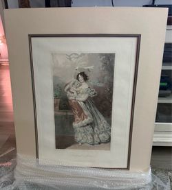 Antique 1839 Stipple Engraving "Beauty and Affection" (Matted & Ready to Frame)