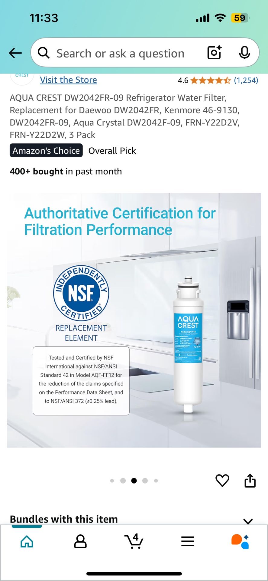 Refrigerator Water Filter For Kenmore And Whirlpool