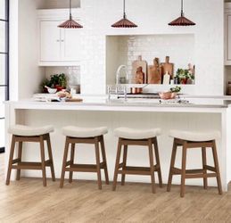 4X Linen color 24” fabric solid wood barstools