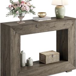 LITTLE TREE 47 Inches Console Table, Sofa Table with Storage, Modern Entryway Table for Hallway, Narrow Long Sofa Entryway Table for Living Room, Grey