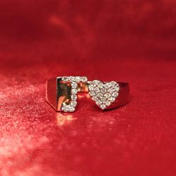 14k Yellow Gold Diamond Initial Ring 0.30 ctw