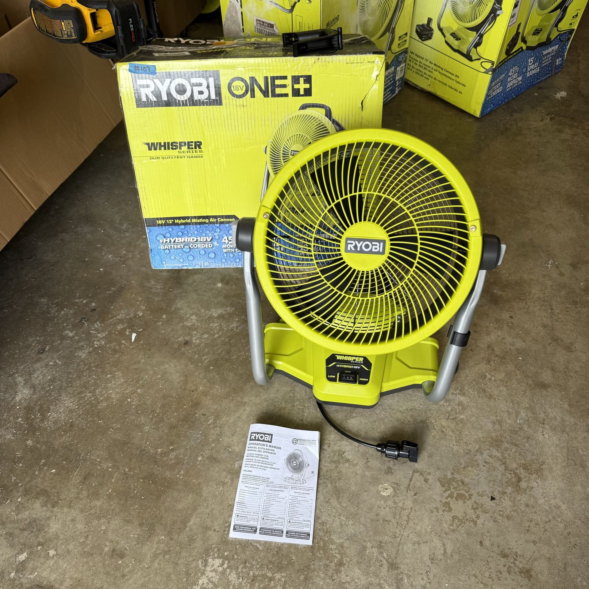 Ryobi Cordless Ryobi Cannon Drum Fan Air Cannon Ryobi Battery Fan
