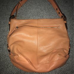 Vintage Pebbled Leather Butterscotch Color Purse / Heavy Bag