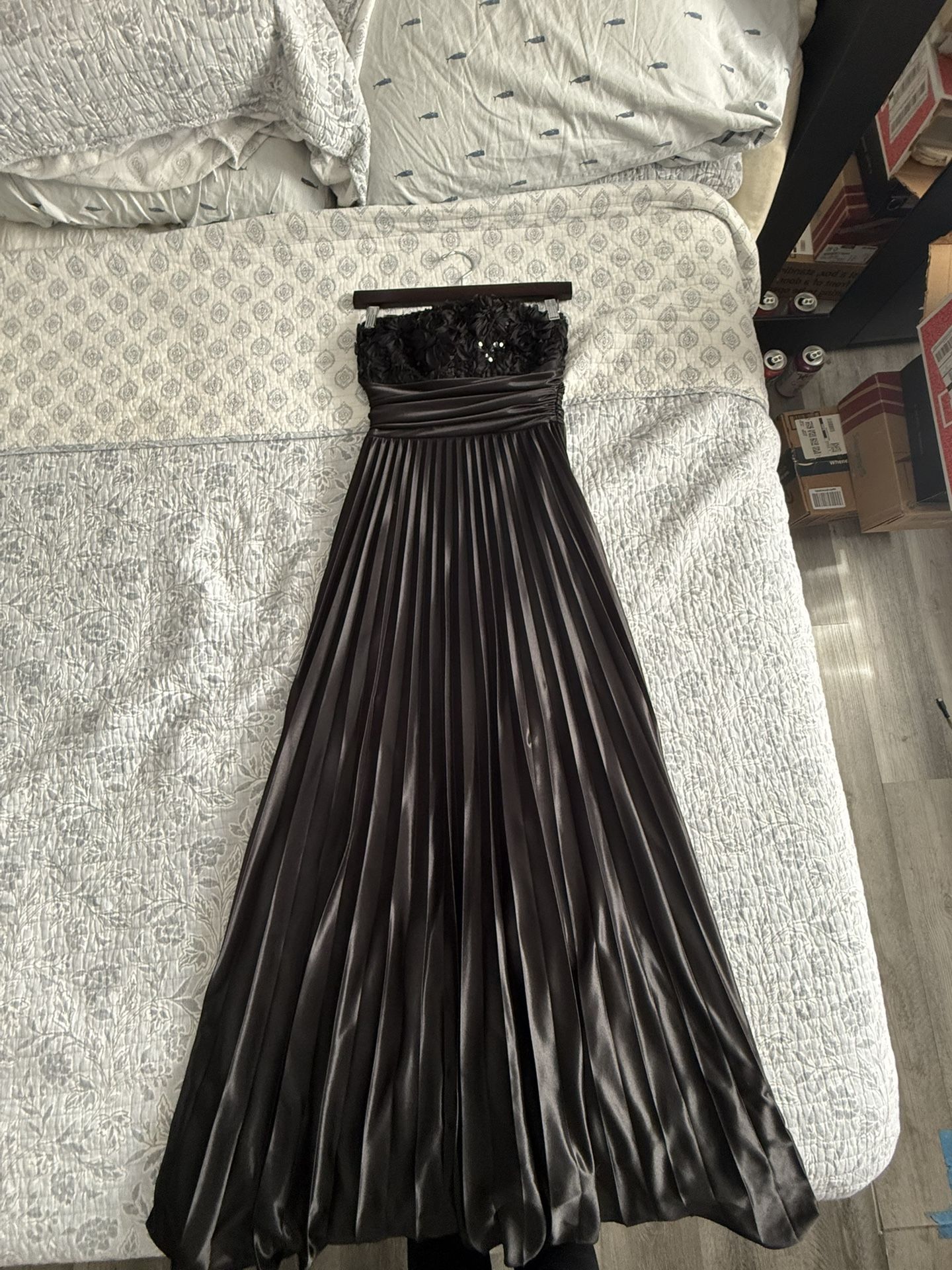 Black silky tube dress