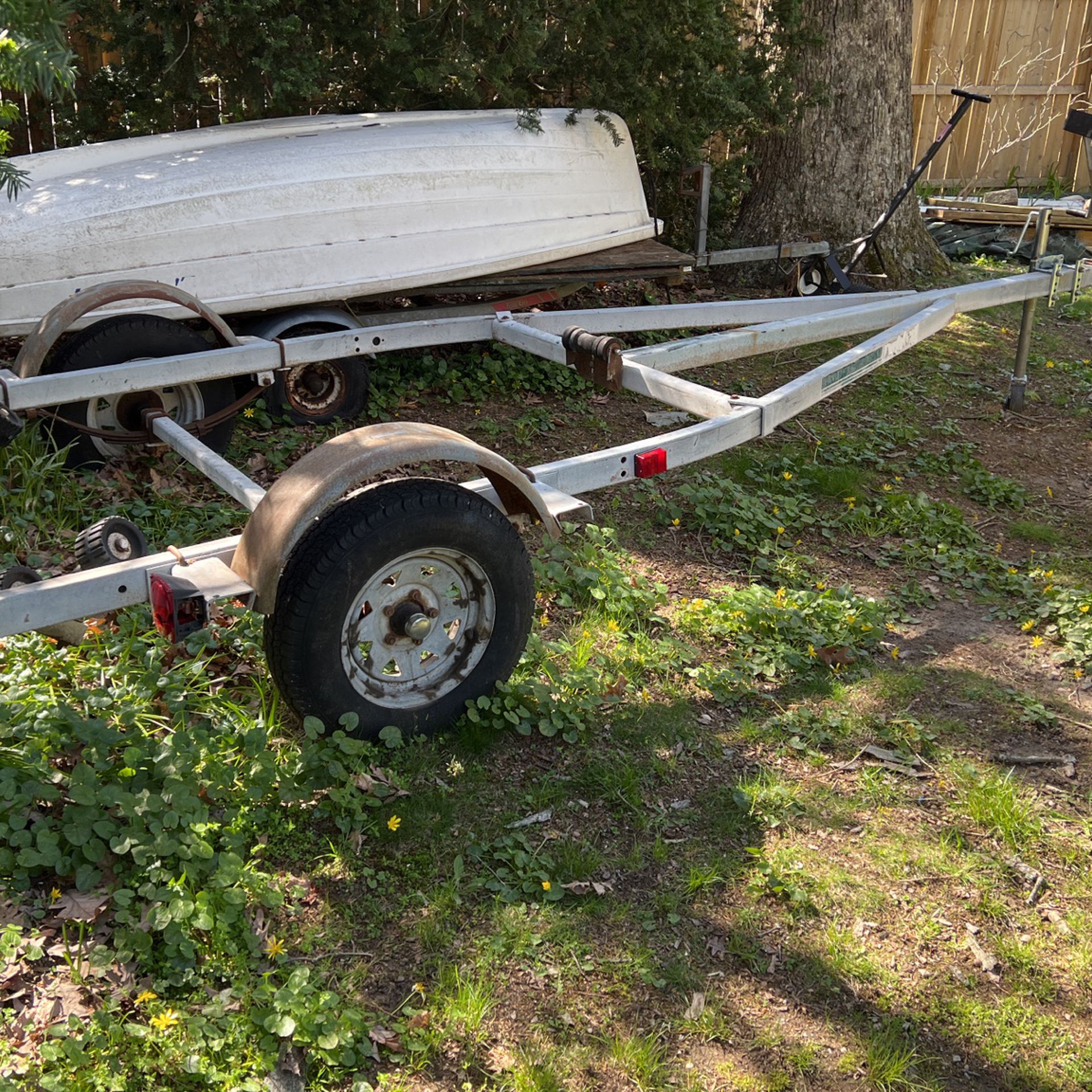 Clean Boat Trailer. Good for 15–18 foot boat. May be a little bit larger. No registration. Can be registered as homemade.