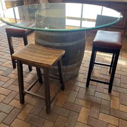 Wooden Barrel With Glass Top