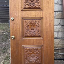 SOLID 36” Exterior Door.   Hand Carved.   Can Paint Or Stain It For You For Additional Fee