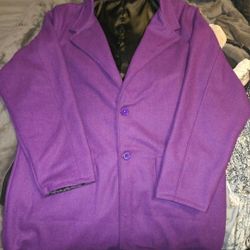 Mens Purple Wool Overcoat