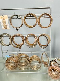 Gold tone bangles