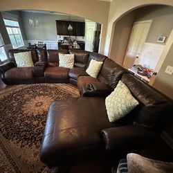 USED Brown Pleather Sectional Couch