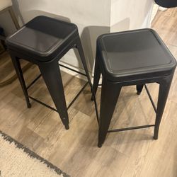 Black Metal Barstools w/ Swivel & Stacking Features