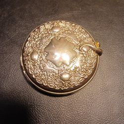 Vintage Silver Plated Embossed Compact Mirror