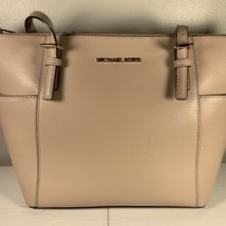 Michael Kors Charlotte Large Saffiano Leather Tote Bag for Women - Pale Pink