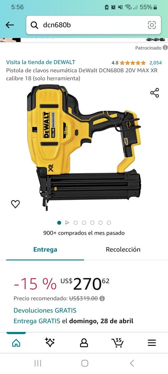 Pistola 18ga Dewalt Nuevo 