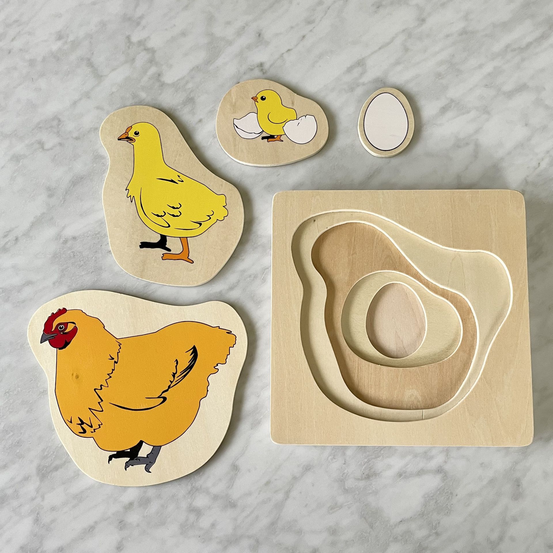 Montessori Wood Chicken Nesting life cycle Toy
