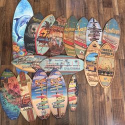 Huge Lot of Decorative California Beach Coastal Ocean Surfboard Hanging Wall Art