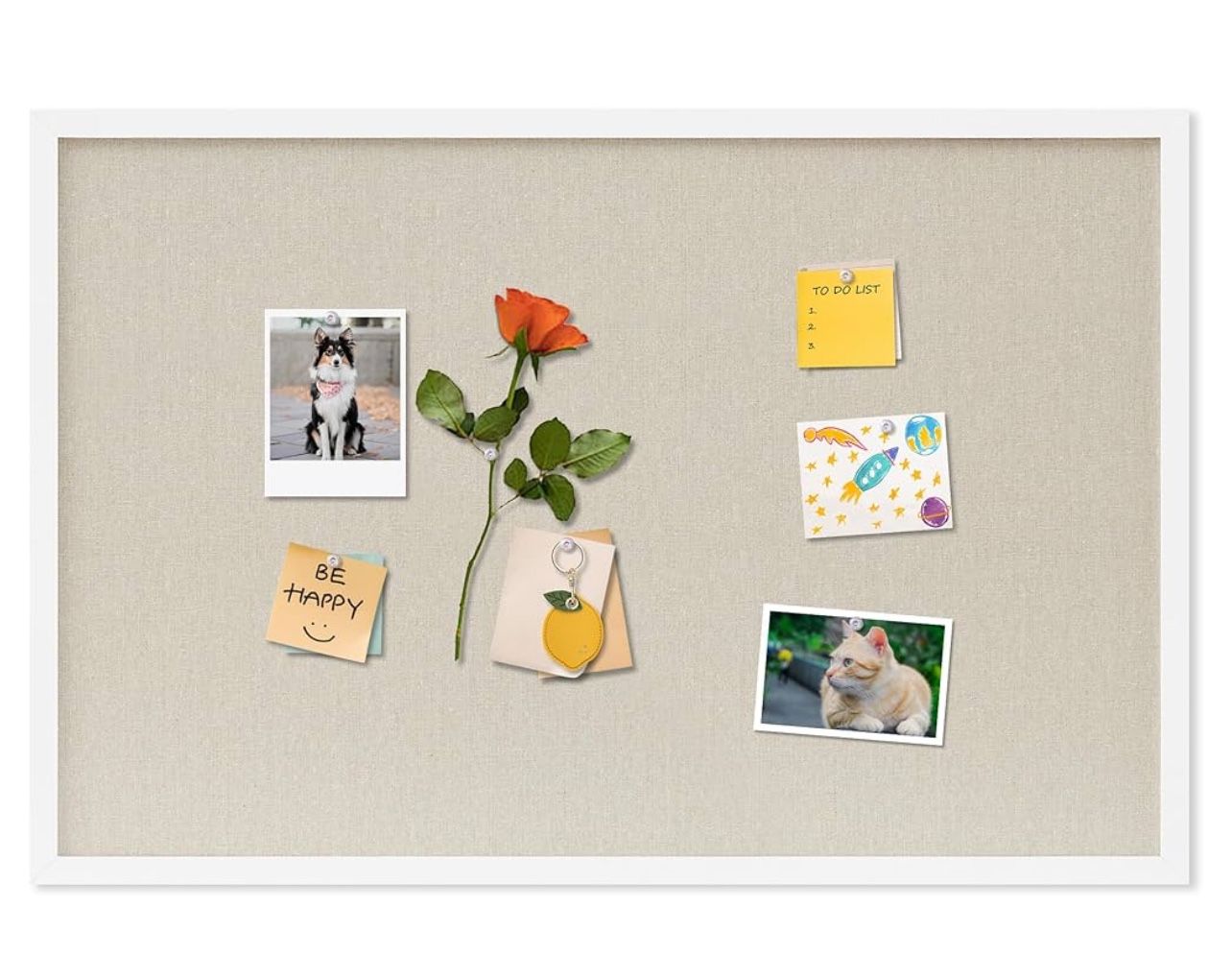Cork Board with Linen White,Bulletin Board 30"x20" Hanging Corkboards for Office Home School Message Board or Vision Board Decoration