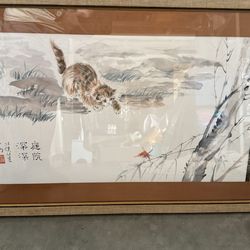 Chinese brushwork painting of cat