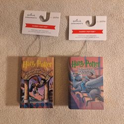 BRAND NEW Hallmark (2 Pack Ornaments): Harry Potter books #1 and #3