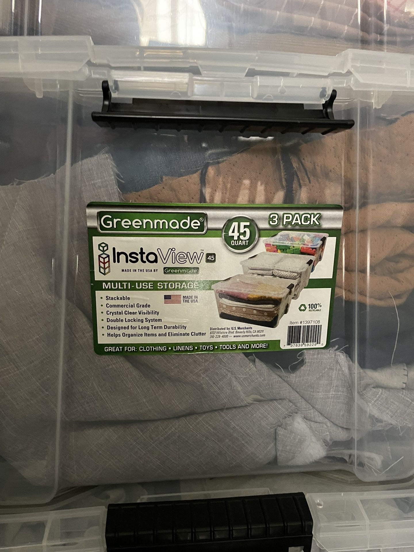 Greenmade InstaView 45 Multi-Use Storage Bin, 45 Quart, Clear, 3