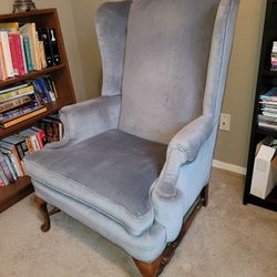 Velvet Wingback Chair Cornflower Blue