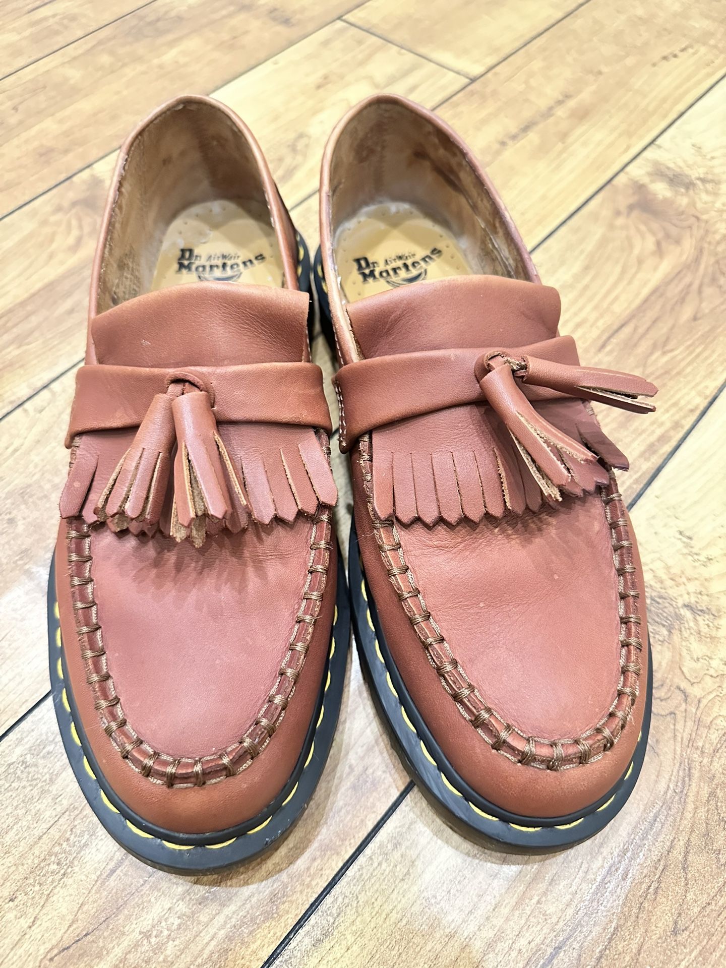 Dr. Martens Adrian Carrara Leather Tassel Loafers in Saddle Tan.