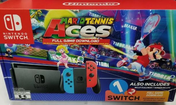 Nintendo Switch Gaming Console with Neon Blue and Neon Red Joy- mario Tennis Aces Nintendo Switch