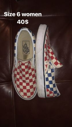 Vans size 6 women’s blue and red checker