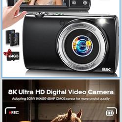 8K Digital Camera for Photography, 2026 Latest WiFi 88MP Vlogging Camera for YouTube with Dual Lens, Touch Screen, Autofocus Anti-Shake, 16X Zoom, Com
