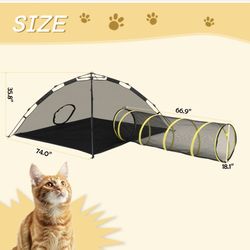 Cat Playpen with Tunnel, 2-in-1 Indoor Outdoor, Breathable Mesh