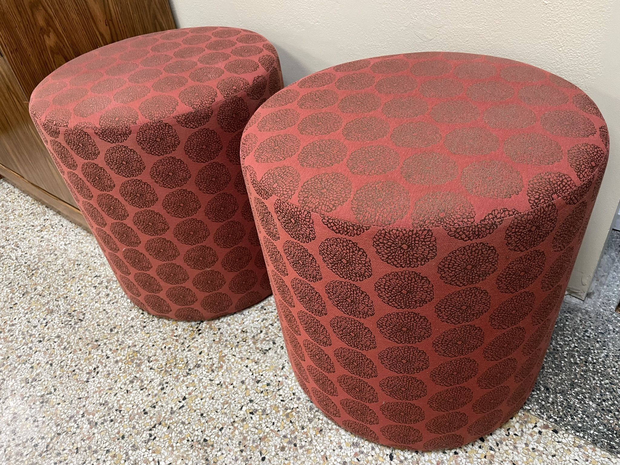 Set of 2 Moroccan Style Pouf Foot Ottoman / seat Stools or Side end table 20” W x 20” H