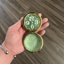 Vintage Rare Linden Green Pocket Alarm Clock