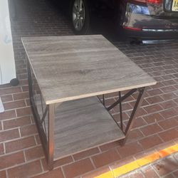 Distressed Gray Wood End Table 