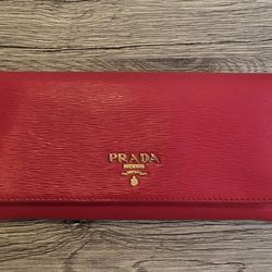 Authentic Prada Red Clutch – Good Condition