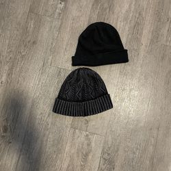 Two Well Knitted Beanies (Black) (Ash Gray) *Sold Together*
