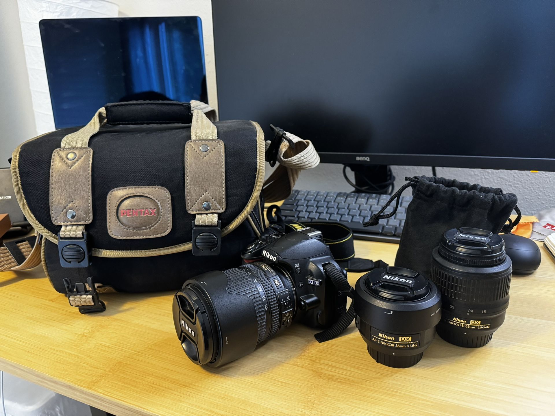 Nikon D3100 + Lenses + Camera Bag BUNDLE