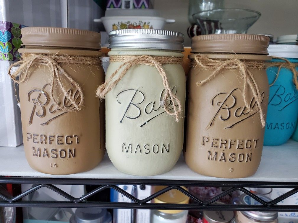 Pint Size Fall Chalk Painted Mason Jars, Each