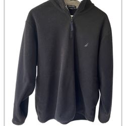 Nautica 1/4 Zip Fleece Sweater Adult Medium Blackw Pullover Sweatshirt Men's  