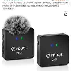 FDUCE UHF Wireless Lavalier Microphone System, Compatible with Phones and Cameras for YouTube, Tiktok, Interview(Single Transmitter)