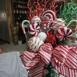 Candy Cane Bucket Centerpiece