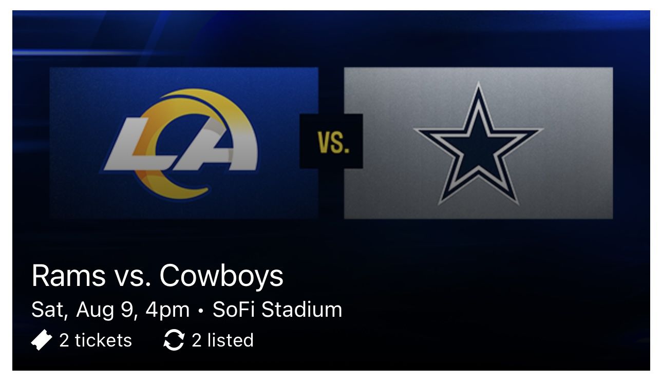 (2) Rams vs. Cowboys - Section 305 - Aisle Seats