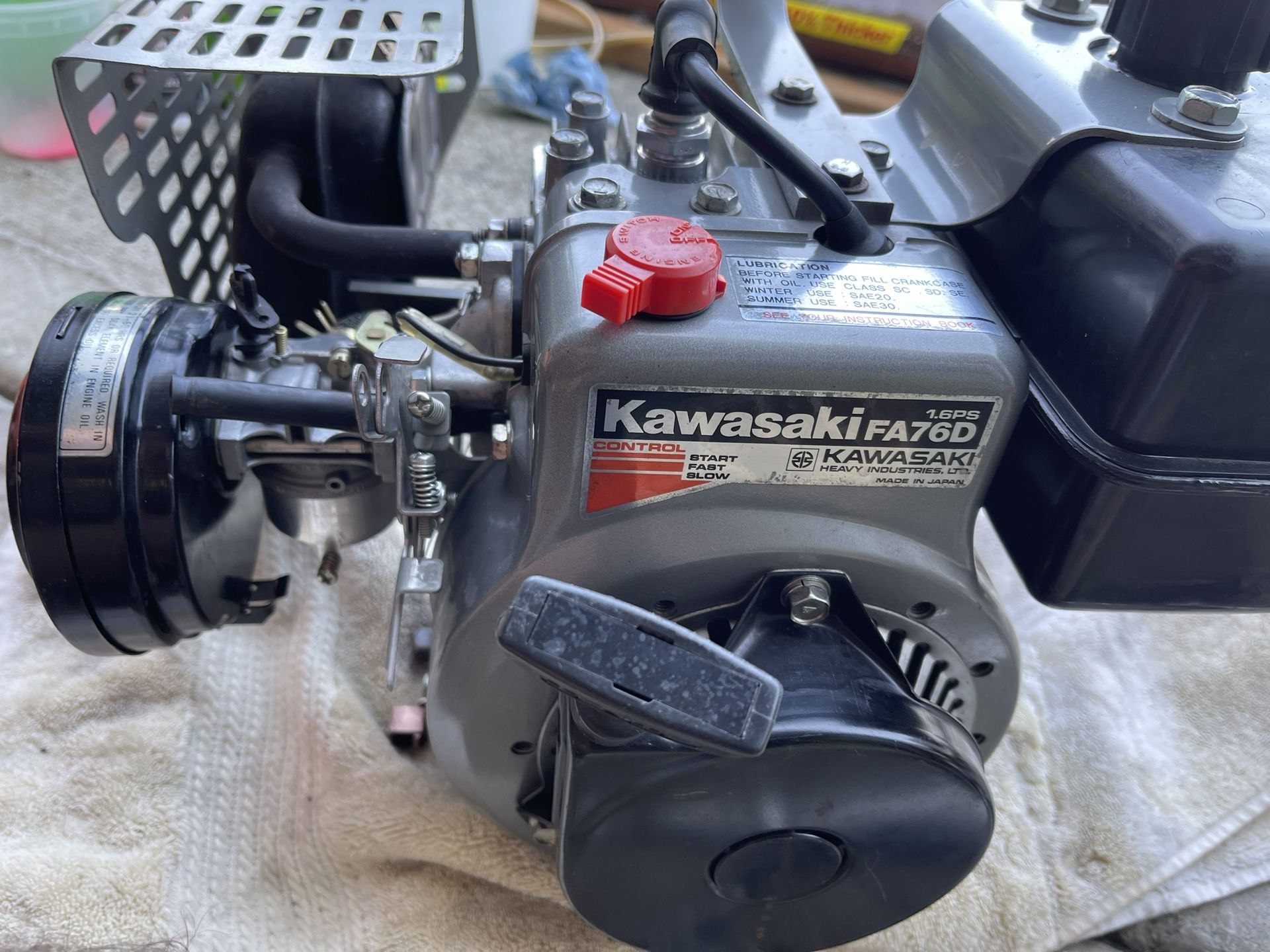 Rare Cool Japanese Kawasaki Engine FA76D 80cc Running
