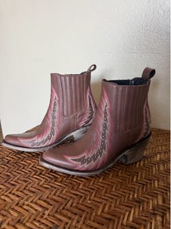Liberty Black Slip on Stitch Bootie Women Cowgirl Boots Size 7 Rose Mahogany Leather