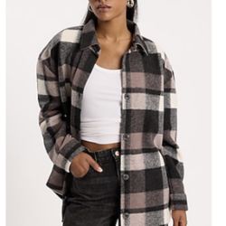 Plaid Oversized Tunic Jacket