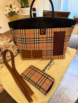 Burberry Vintage Check Tote Bag with Wallet