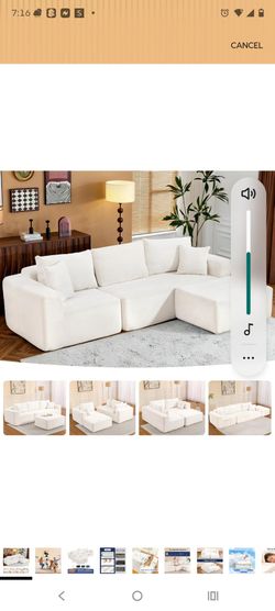 Beige cloud sectional with ottoman (still in boxes