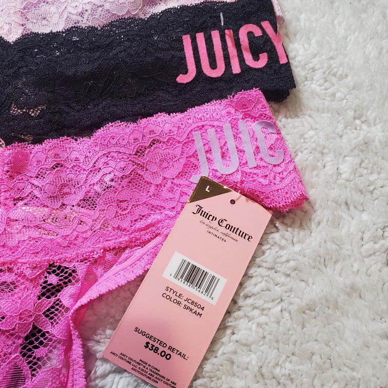 Juicy Couture Logo Hipster Panties - Pack Of 3 In Blk/hth Gry/ruby